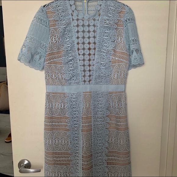Self-Portrait Spiral Lace Mini Blue Dress US 8 - Picture 8 of 8